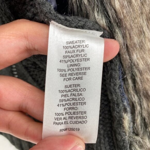 Joseph A Women's Cable Knit Faux Fur Sweater Boho Hippie Chic Small - Picture 6 of 6